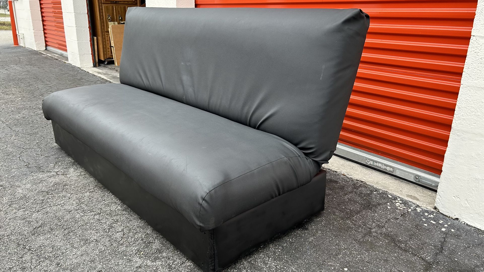 Black Leather Futon Sofa Bed With Storage,bed L75”*W48”(Pick up locationDoral 33166) for Sale