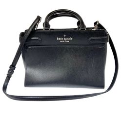 Kate Spade New York Staci Small Saffiano Leather Satchel Bag Black Gold Tone