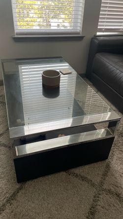 Glass Top Coffee Table with brown Base