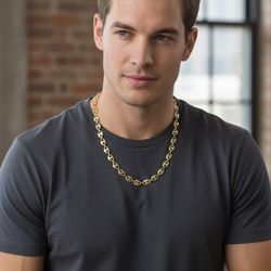 14k gold 23" puffed gucci necklace with matching bracelet