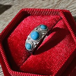 Handmade Turquoise Ring 925sterling Silver Size Fixable 