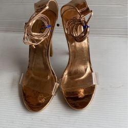 Chuc Rose Gold Clear Shoes Size:4 For Women 