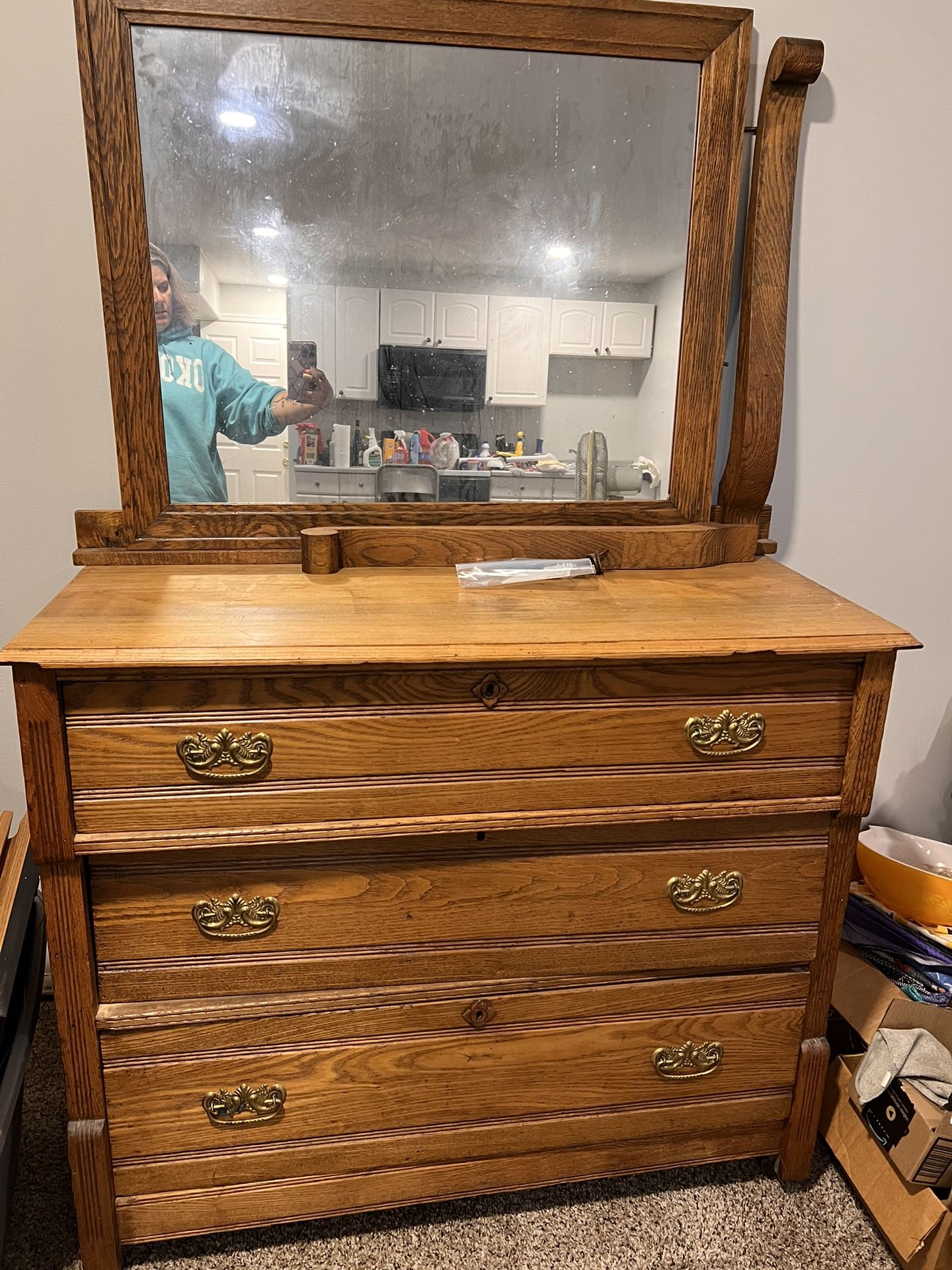Antique Dresser With Mirror