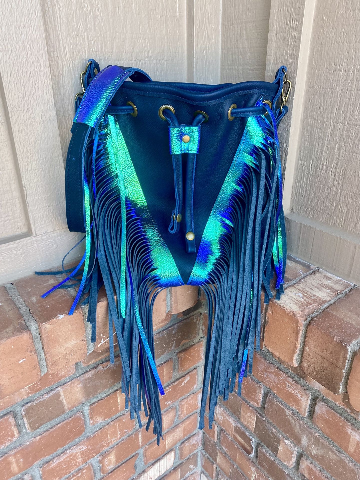 Drop Thread Gorgeous Designs Leather Fringe Purse 