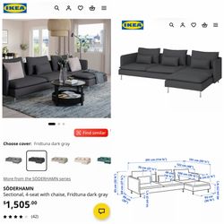 IKEA Soderhamn sectional 4 seat with chaise