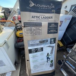 Louisville Ladder 7.8 ft. - 10.3 ft. Ceiling Height Aluminum Attic Ladder(22.5 in. x 54 in. Rough Opening) 375 lbs. Type IAA Load Capacity