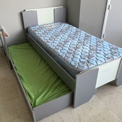 Twin Bed w/ Pull-Out Bed (2 Mattresses Included) – European Design 