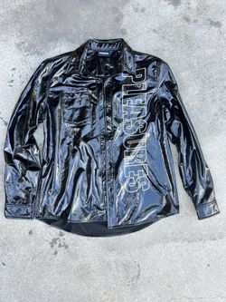 Pleasures Now Industrial Vinyl Button-Up Jacket (Medium) – Black