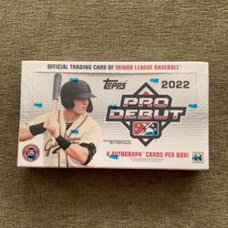 Topps 2022 Baseball Pro Debut New Sealed Hobby Box 4 Autograph Cards Per Box