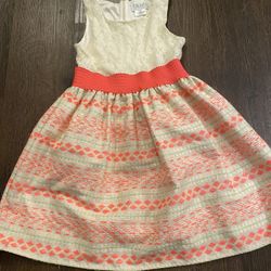 Girls Neón Orange And Biege Dress Size 12 By Blush #15