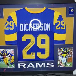 NFL Los Angeles Rams Jersey Framed Autographed By Eric Dickerson Authenticated