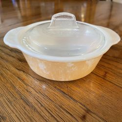 Fire King Peach Luster Casserole Dish with Lid 