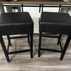 Dark Brown Faux Leather Counter Height Stools