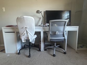 Clearance: Two IKEA Study Desks With Two Study Chairs
