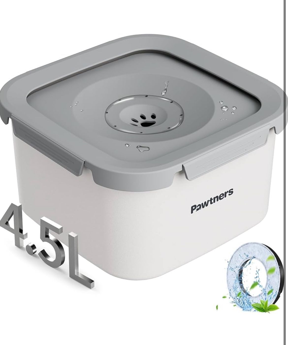 Brand: Pawtners Dog Water Bowl No Spill, 4.5L Stainless Steel Dog Floating Bowl, Slow Water Bowl for Dog with Filter, Non-Slip Base, No Splash Water B