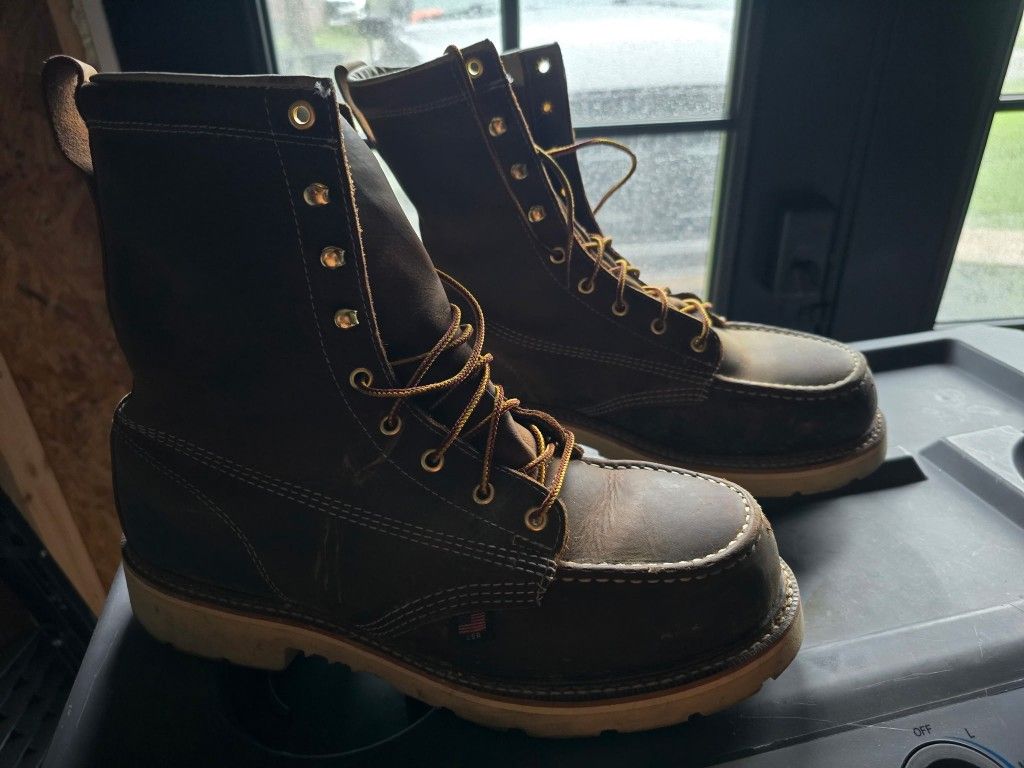 American Heritage Men's 8-inch Moc Toe Steel Toe Work Boots Size 10
