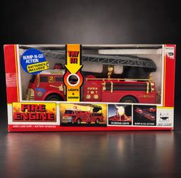 Vintage 1994 New Bright No. 158 Fire Engine Truck Bump-N-Go Lights Siren NIB