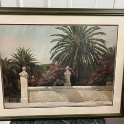Palm Tree Print Framed Under Glass 