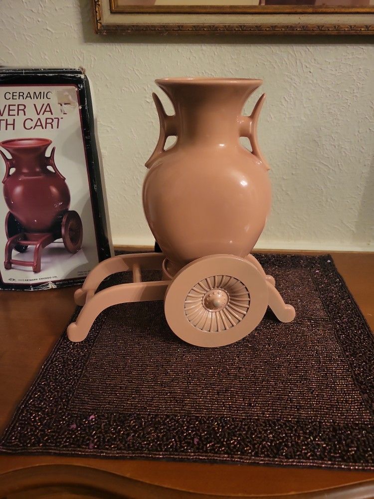 Ceramic Flower Vase With Cart