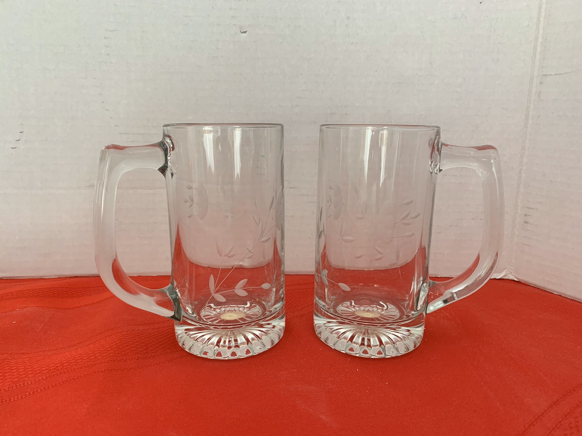Princess House 2 Heritage Crystal Mugs 412 NEW