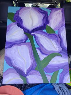 Original Canvas Art Painting Purple Floral Flower Wall Art