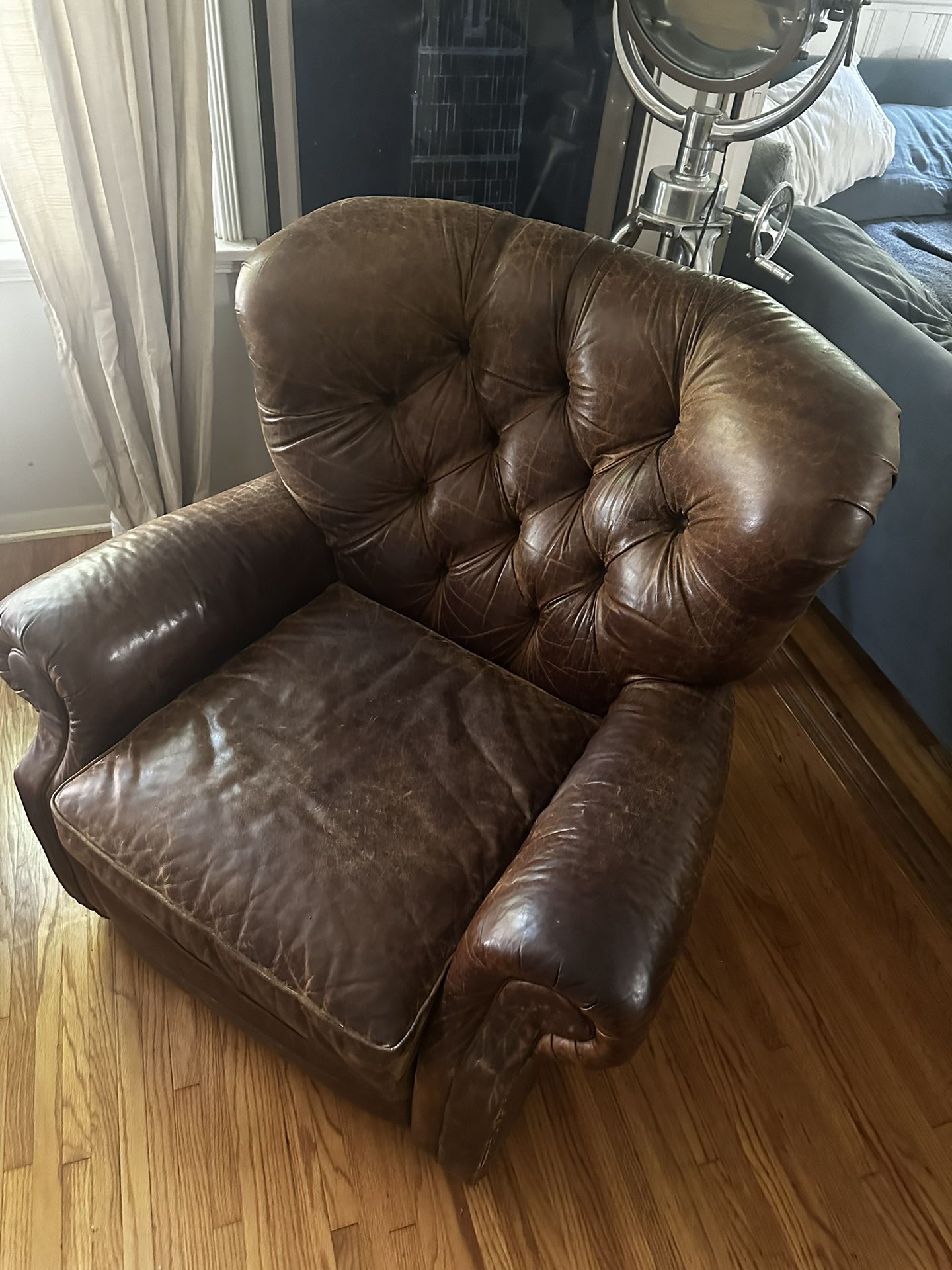 RH Restoration hardware leather Reclining Chair 
