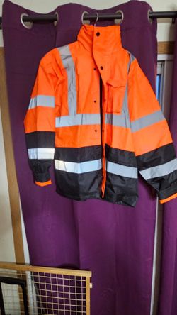 Jorestich high Visibility Orange Reflective Work Jacket/Coat, Size: Med, firm.