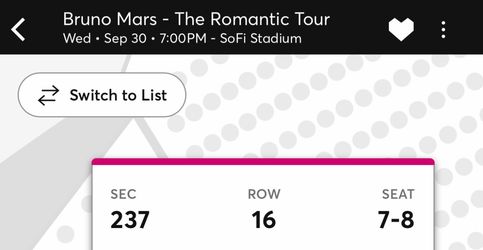 Bruno Mars tickets sofi Sept 30
