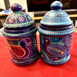 Hand-Painted Decorative Jars – Set of 2