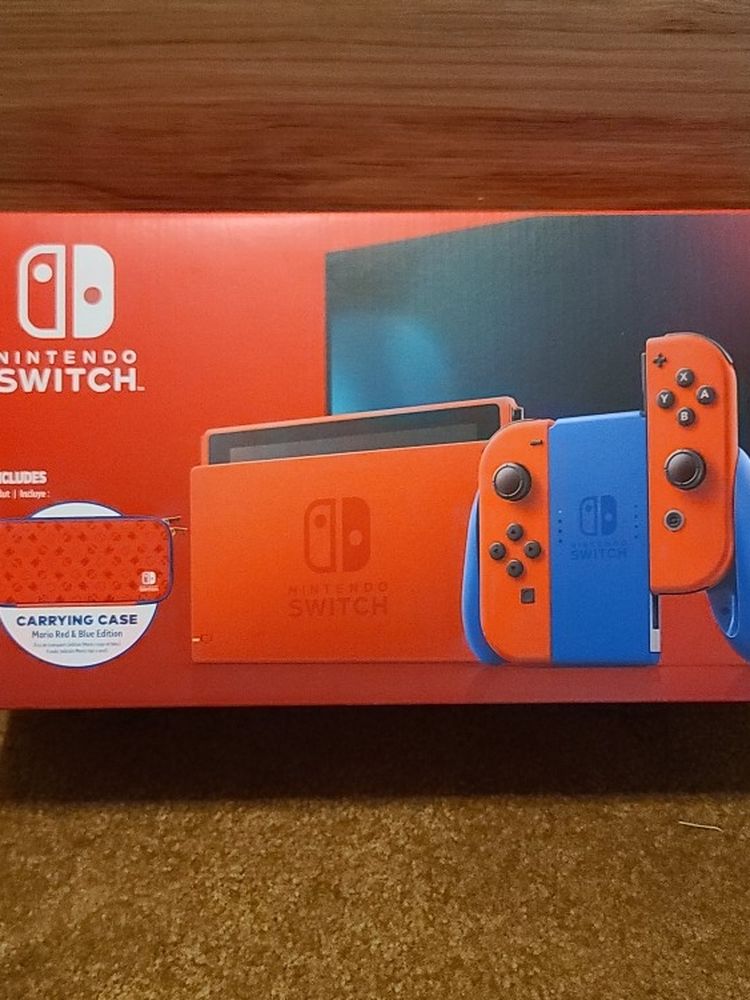 Nintendo Switch "Mario Red and Blue" Edition w/ Carrying Case & Screen Protector