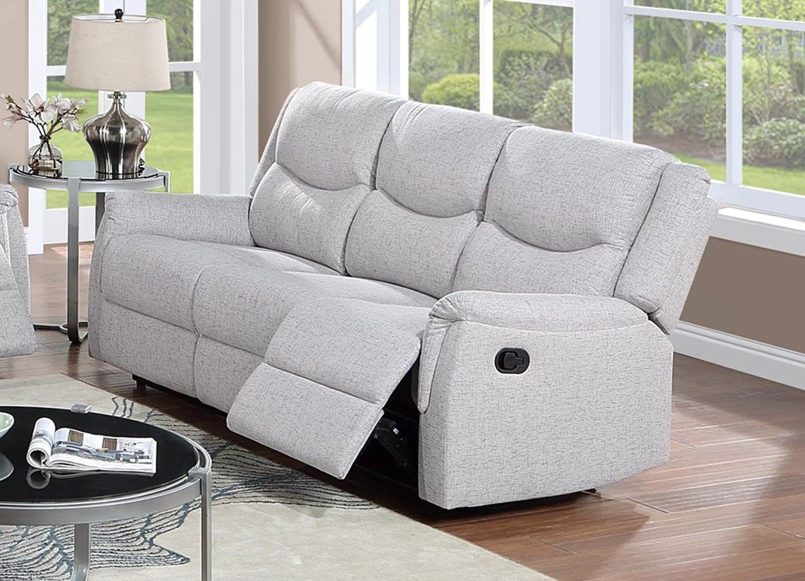 Brand New Light Biege Linen Manual Reclining Sofa