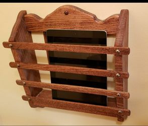 Wall pocket. Solid oak. Keep your iPad, reading material, laptop handy!