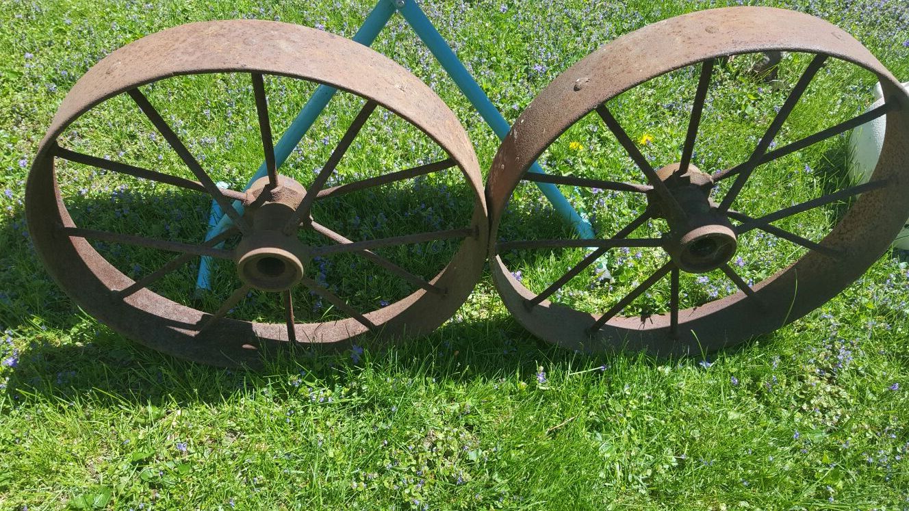 Large metal wheels