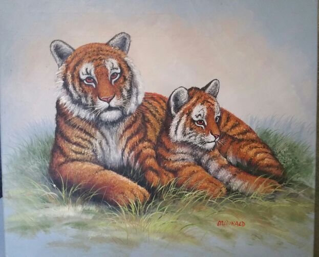 Tiger water or oil paint