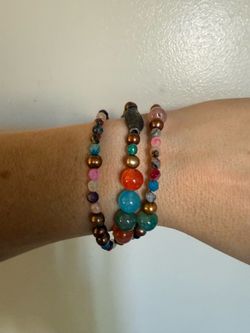 Multicolor hybrid gemstones healing beads glass Beaded Wrap chakra Bracelet