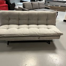 Light Grey Fabric Pillow Top Multi-Functional Click-Clack FUTON