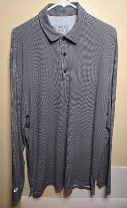 IBKUL Black Checkered 3 Button Up Polo Sz XL UPF 50 Quick Dry Cool Golf
