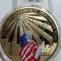 Liberty Shining The Light Of Freedom 24K Gold Layered Coin 