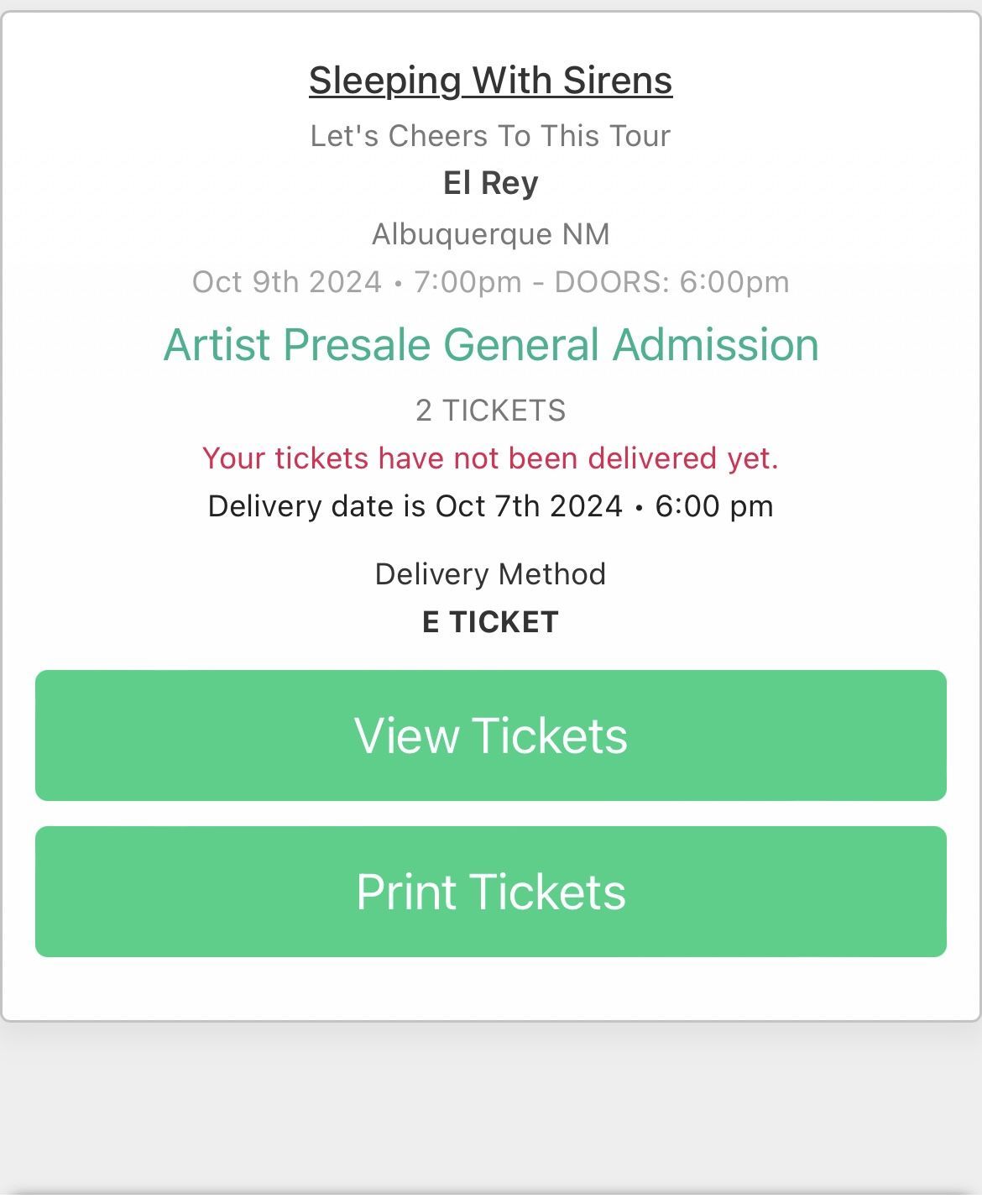 Sleeping With Sirens Tickets