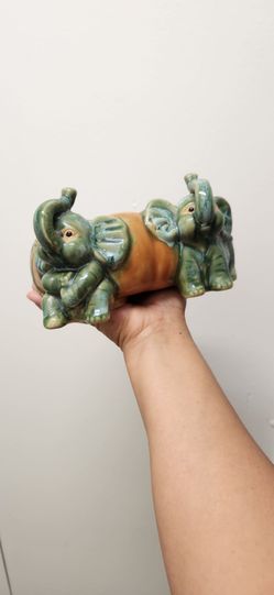 Vintage Elephants and bamboo planter