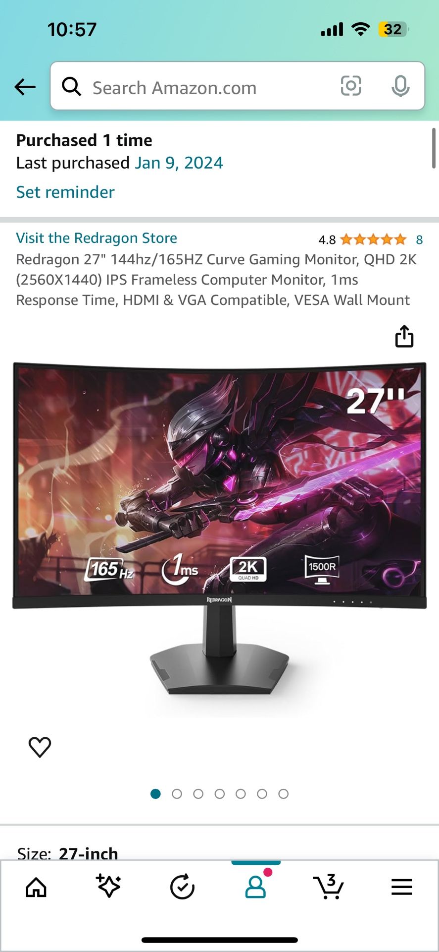 Gaming Monitor 27” Curve