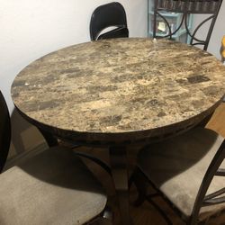 Marble Finish Dining Table With 4 Chairs 