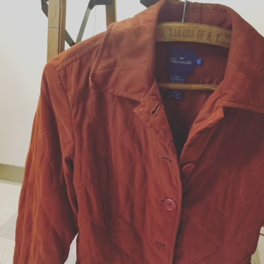 Vintage Burnt-Red Quilted Jacket