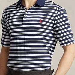 Polo Ralph Lauren Men's Performance Shirt Navy White Stripes Size Medium