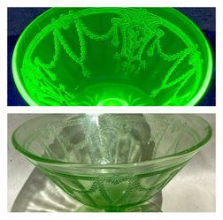 Anchor Hocking Uranium Glass Mayonnaise Comport Footed Dancing Ballerina