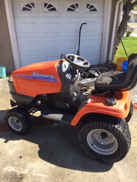 54 inch cutting deck Husqvarna riding lawn tractor with plow attachment