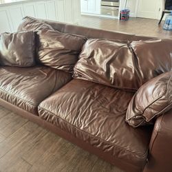 2 Piece Brown Leather Couch/Chair set