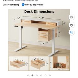 Electric Standing Desk with 4 Drawers,
