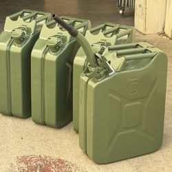Lot Of 4 NATO Jerry Can 20L Metal Storage Gasoline Fuel Transfer Refill Tank With Nozzle 