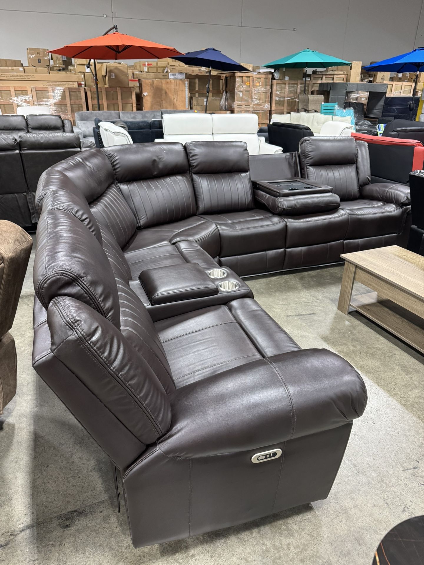 Power Recliner Living Room Sectional With Bluetooth Speaker And LED Light